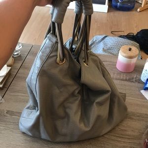 Large Grey Purse w Unique Tri Color Metal Straps